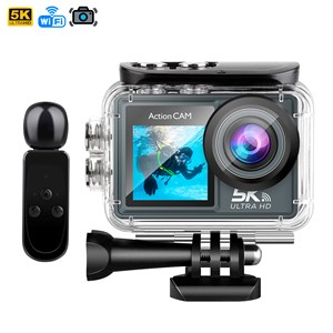 Caméra sportive m40 trw 5k 30 fps avec 47,5 mpx, double écran.