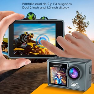 Caméra sportive m40 trw 5k 30 fps avec 47,5 mpx, double écran.