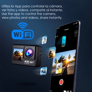 Caméra sportive at-s60 tr 4k 60fps avec 24 mpx, double écran.