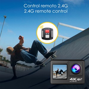 Caméra sportive at-s60 tr 4k 60fps avec 24 mpx, double écran.