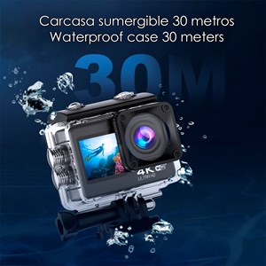 Caméra sportive at-s60 tr 4k 60fps avec 24 mpx, double écran.