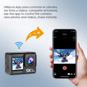 Caméra sportive m60 tr 5k 30fps avec 47,5 mpx, double écran.