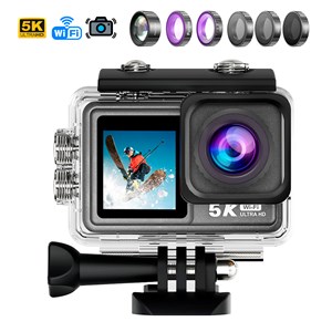 Caméra sportive m81 tr 5k 30fps avec 50 mpx, double écran.