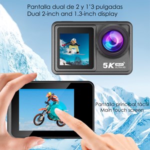 Caméra sportive m81 tr 5k 30fps avec 50 mpx, double écran.