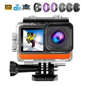 Caméra sportive m80 tr 4k 60fps avec 29 mpx, double écran.