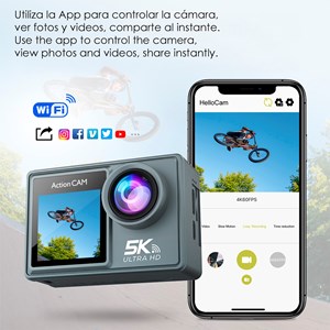 Caméra sportive m40r 5k 30fps avec 47,5 mpx, double écran.