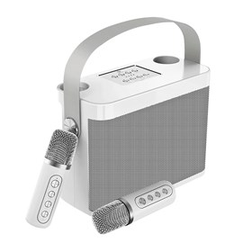 Kit de karaoke avec enceinte bluetooth et 2 microphones. 10w, batterie intégrée.