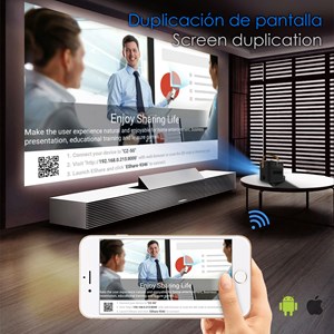 Mini projecteur vidéo led portable p12, dlp. Full hd 1080p. Android 9.0, wifi.