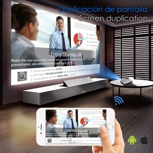 Mini vidéoprojecteur led portable s200, dlp. Android 9.0, wifi, écran tactile.