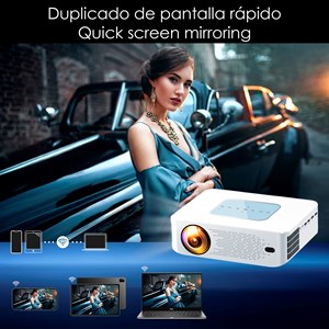 Projecteur lcd y2 support 4k uhd, duplication d'écran pour ios et android.