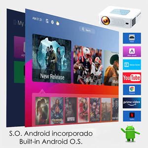 Projecteur lcd y2 support 4k uhd, duplication d'écran pour ios et android.