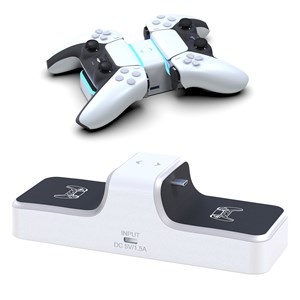 Chargeur double pour 2 manettes de ps5. Comprend une sortie de charge usb.