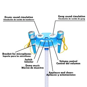 Kit de karaoke pour enfants avec 2 microphones et un support