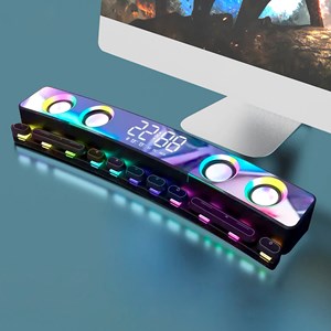 Barre de son sh39 bluetooth 5.4 avec touches mécaniques, écran et lumière rgb.