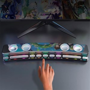 Barre de son sh39 bluetooth 5.4 avec touches mécaniques, écran et lumière rgb.