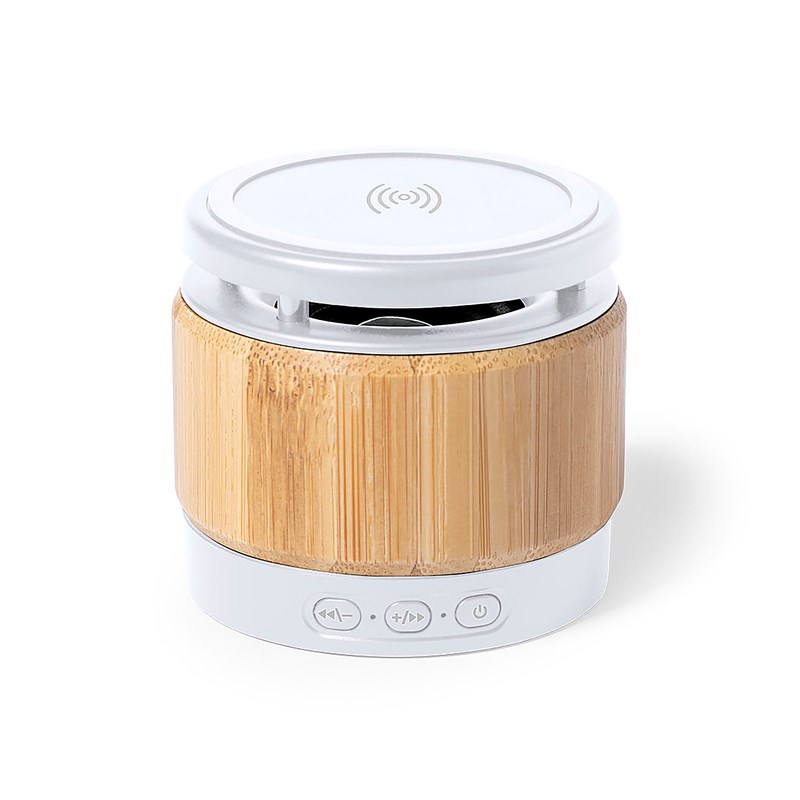 Enceinte chargeur sans fil nature bambu 5w. Connexion bluetooth.