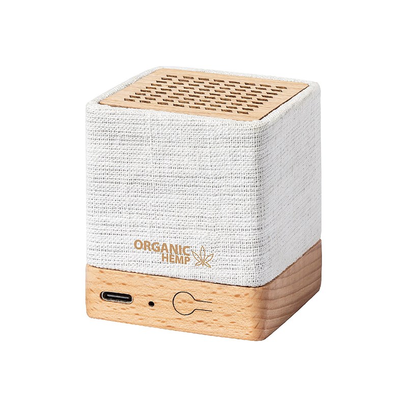 Enceinte nature chanvre et bois bluetooth. Puissance son sonore 3w.