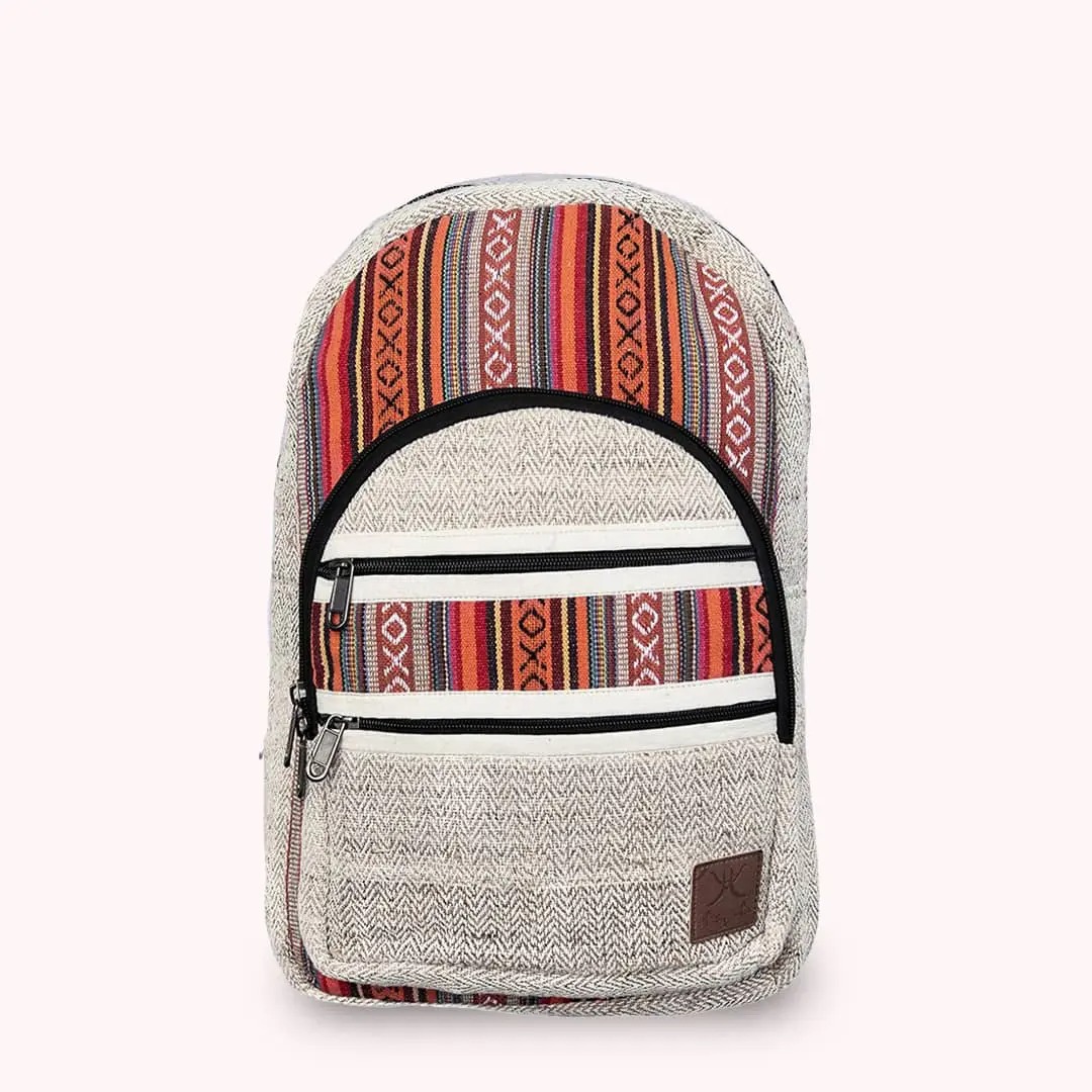 Sac à Dos Boho En Chanvre Et Coton Fait Main Au Népal - Grand Format, écologique, Multicolore, Unisexe