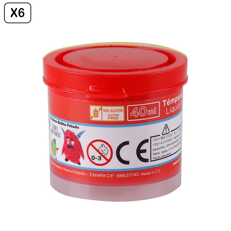 Pack 6 uds peinture 40 ml rouge