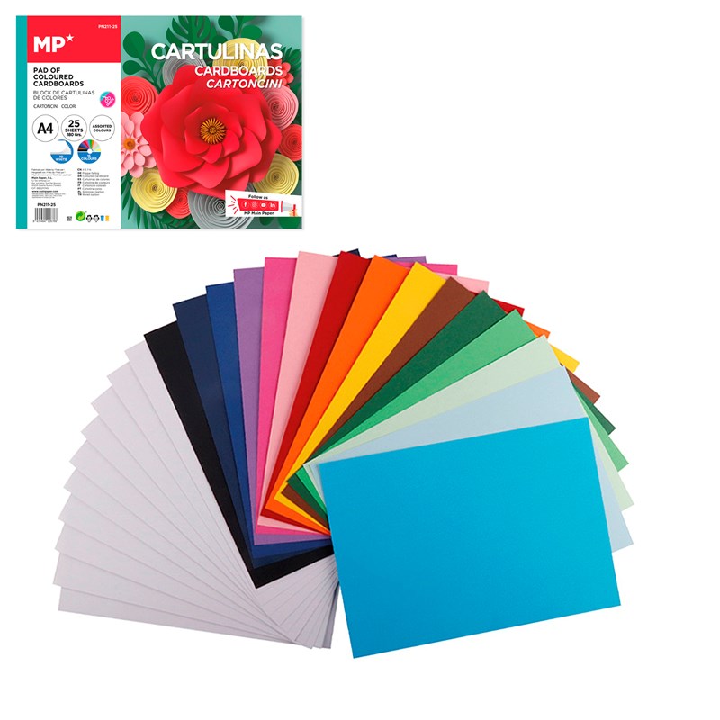 Bloc de carton couleur a4 25 feuilles 180 g