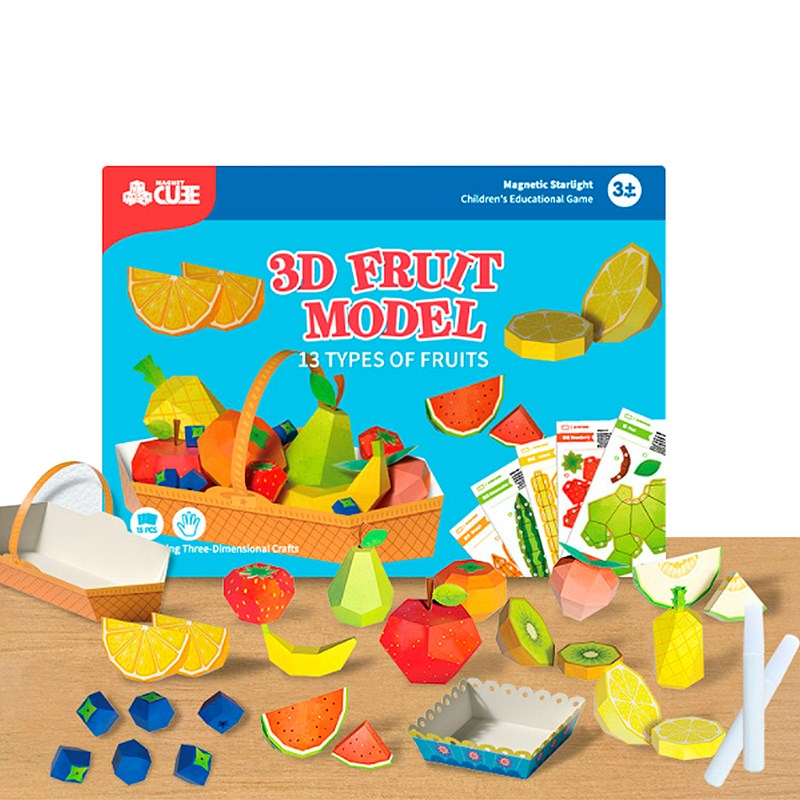 Kit d'artisanat 3d en papier origami. Figurines de fruits..