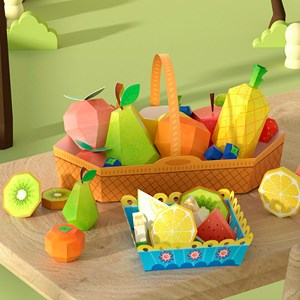 Kit d'artisanat 3d en papier origami. Figurines de fruits..