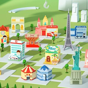 Kit d'artisanat 3d en papier origami. Figures de bâtiments.