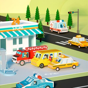 Kit d'artisanat 3d en papier origami. Figures de voitures.