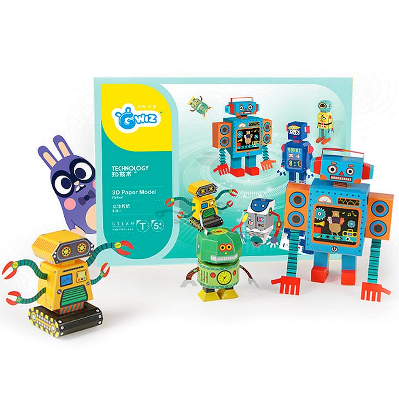 Kit bricolage 3d en papier origami. Figurines robot kingdom.