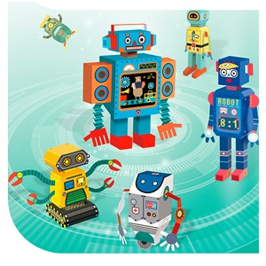 Kit bricolage 3d en papier origami. Figurines robot kingdom.