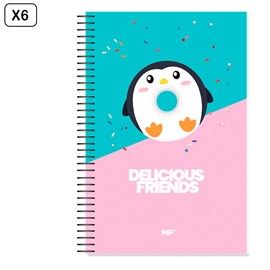 Pack 6 unités cahier spirale fº 80 feuilles 90 g&nbsp;m² design delicious.
