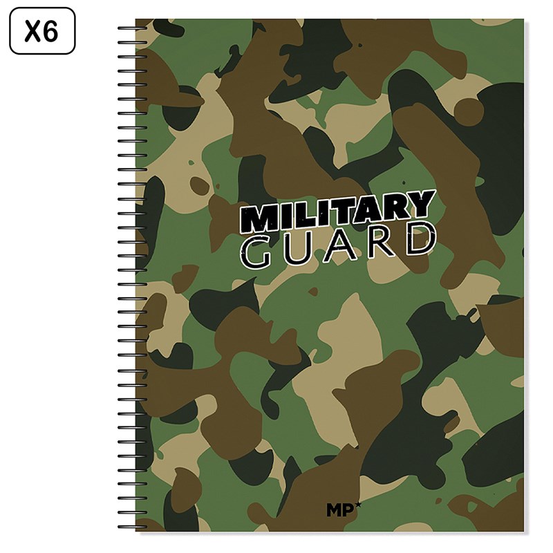 Pack 6 unités carnet extradura a4 120 feuilles grille design militaire garde