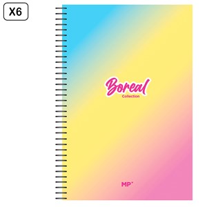 Pack 6 unités carnet spirale fº 80 feuilles 90 g&nbsp;m² design fantaisie