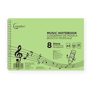Pack 12 unités cahier de musique 4 pentagrammes a5 cervantes