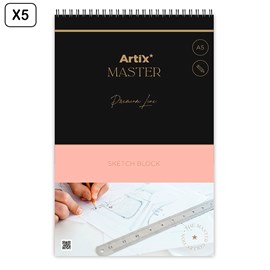 Pack 5 uds bloc bocetos arte esbozo 90 g&nbsp;m² a5 60 feuilles