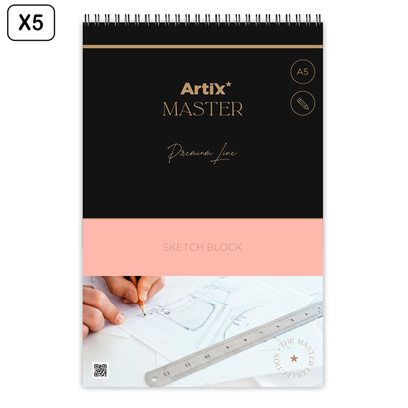 Pack 5 uds bloc bocetos arte esbozo 90 g&nbsp;m² a5 60 feuilles