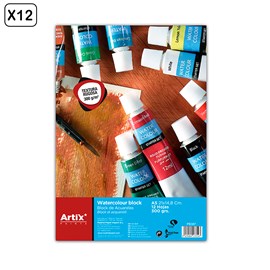 Pack 12 uds bloc d'aquarelle a5 texture rugueuse 300 g&nbsp;m²