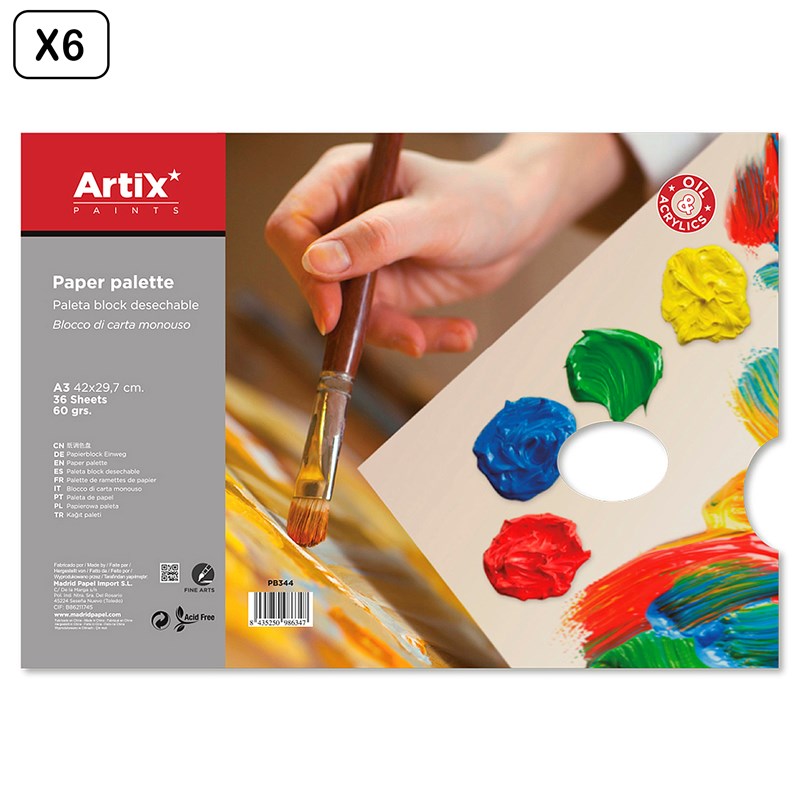 Pack de 6 unités palette type bloc jetable a3 36 feuilles