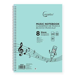 Pack 12 unités cahier de musique 4 portées a5 cervantes