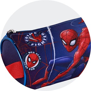 Trousse ronde spiderman. Intérieur entièrement doublé et personnalisé.