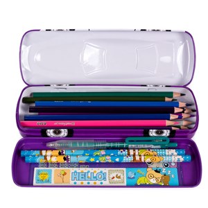 Étui de rangement enfant en métal design de voiture de course 3d.