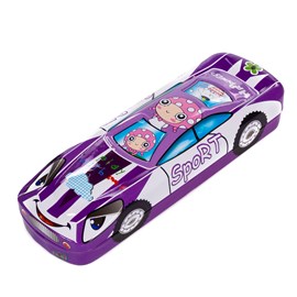 Étui de rangement enfant en métal design de voiture de course 3d.