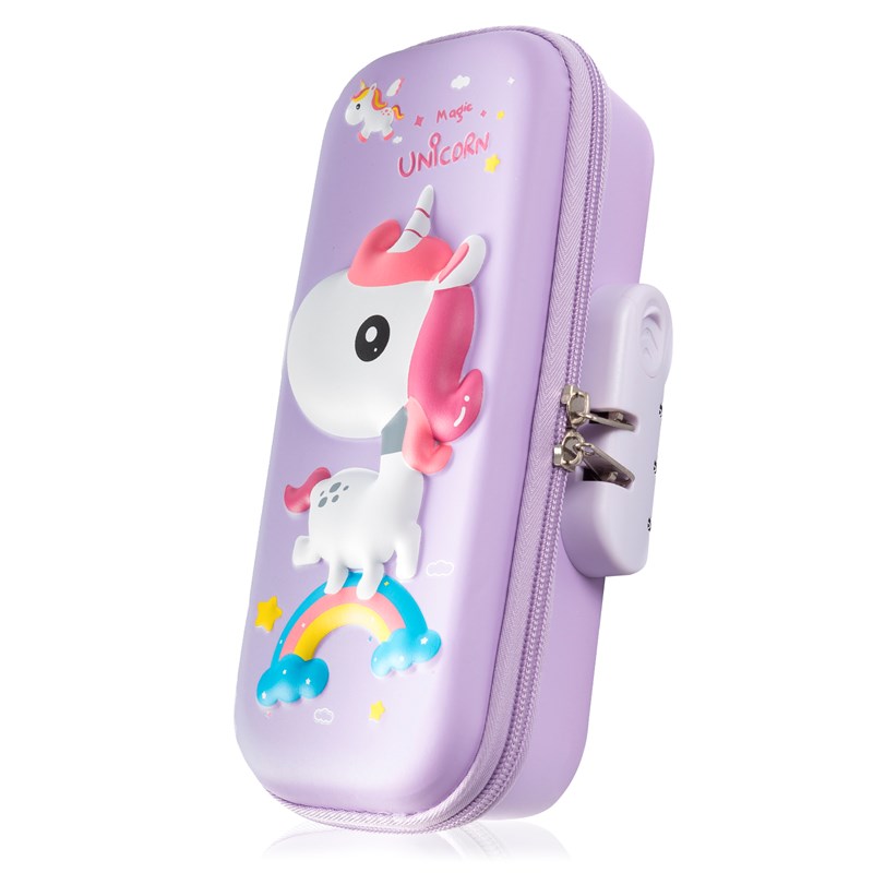 Trousse à crayons avec design licorne en 3d.