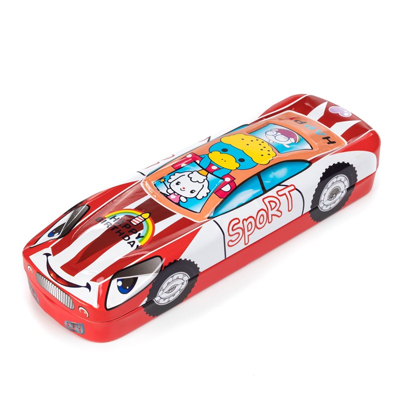 Trousse métallique enfant design voiture de course 3d.