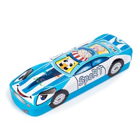 Trousse métallique enfant design voiture de course 3d.