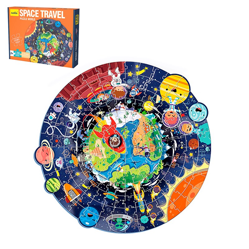 Puzzle en carton avec 128 pièces. Design de l'espace.