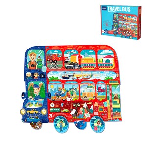 Puzzle en carton avec 128 pièces. Design autobus.