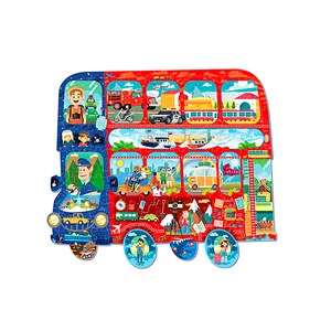 Puzzle en carton avec 128 pièces. Design autobus.