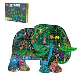 Puzzle en carton avec 128 pièces. Design éléphant.