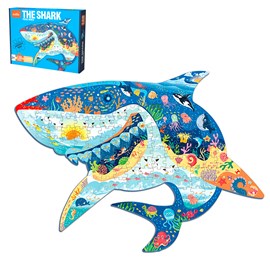 Puzzle en carton de 128 pièces. Design requin.